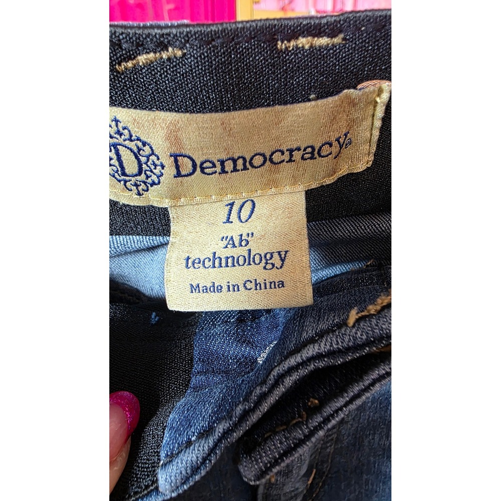Democracy Ab Solution Embroidered Raw Hem Straight Leg Jeans Blue Womens 10 - Picture 3 of 8